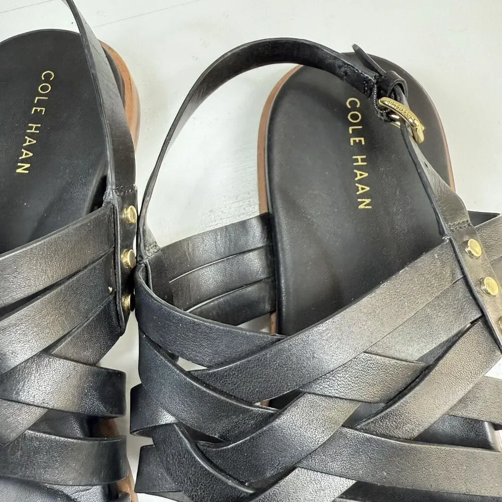 Cole Haan Francie Women’s Size 8.5 Black Strappy Casual Flat Sandals